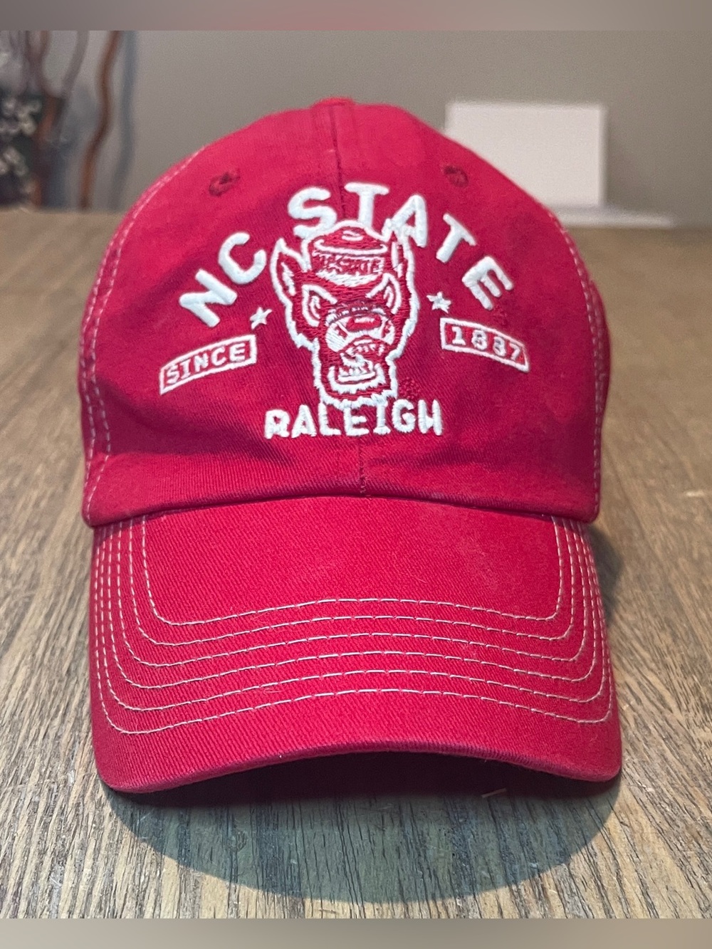 NC State Raleigh Red Baseball Cap, Adjustable Strap